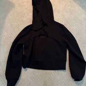 lululemon athletica Black Cropped Hoodie Sweater